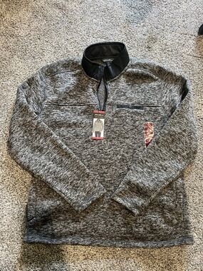 Eddie Bauer Dark Gray Fleece Pullover with Stand Collar